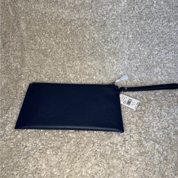 Michael Kors Jet Set Travel Leather Wristlet Convertible Bag Navy New - Picture 7 of 8